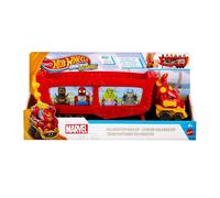 HOT WHEELS RACERVERSE - TRASPORTATORE HULKBUSTER, VEICOLO PER TRASPORTARE FINO A 10 MACCHININE, CON CABINA DI GUIDA RIMOVIBILE, CASCO APRIBILE E PERSONAGGIO
