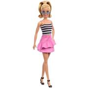 BARBIE - FASHIONISTAS N. 213 DA COLLEZIONE 65° ANNIVERSARIO, BAMBOLA BIONDA CON TOP A RIGHE