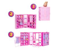 Barbie Armadio Dei Sogni Di Playset Giocattolo Con Bambola Alla Moda, Vestiti E Accessori, Larghezza Di 91 Cm Con Oltre 25 Pezzi