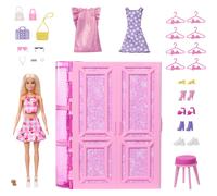 Barbie Armadio Dei Sogni Di Playset Giocattolo Con Bambola Alla Moda, Vestiti E Accessori, Larghezza Di 91 Cm Con Oltre 25 Pezzi