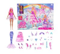 Barbie - Calendario dell'Avvento 2025, bambola trasformabile inclusa e 24 accessori a sorpresa tra cui unicorno e 3 cuccioli, giocattolo per bambini, 3+ anni, JFL66