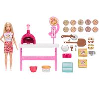 Barbie Pizza Shop Playset con Bambola Bionda e 25 accessori, tra cui impasto, ingredienti per la pizza e altro ancora, JMK21