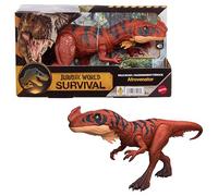 Mattel Jurassic World - Afrovenator Ruggito Selvaggio, dinosauro snodabile con mandibola multidirezionale, mossa d'attacco e suoni inclusi, giocattolo per bambini, 4+ anni, JKL76