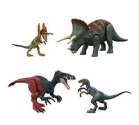 Mattel Jurassic World Dominion - Set Base Dinosauri Istinto Primordiale, include 4 Megaraptor, Pteranodonte Attacco Ruggente, Velociraptor Blue e Dilofosauro, giocattolo per bambini, 4+ anni, HJJ85
