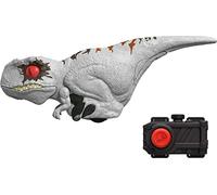 Mattel Jurassic World Dominion Uncaged Dinosauro giocattolo con movimento e suono controllati da clicker, Action Figure Atrociraptor Ghost Dino