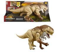 Mattel Jurassic World La Rinascita - Dinosauro Cattivo Ruggito Devastante, action figure da 55+ cm con 2 mosse d'attacco incluse, design autentico dal film, giocattolo per bambini, 4+ anni, JJP79