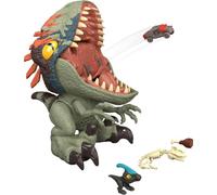 Mattel Jurassic World - La rinascita Fierce Feeder Velociraptor | Dinosauro raptor stilizzato e interattivo, ingoia e sputa, 4 accessori cibo, JKG86