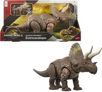 Mattel Jurassic World La Rinascita Predatori Giganti, dinosauro giocattolo Eotriceratopo, grandi dimensioni, 2 attacchi furiosi attivati dalla coda, gioco digitale, JGB93