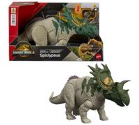 Mattel Jurassic World La Rinascita - Spiclypeus Ruggito Selvaggio, action figure snodata del dinosauro con attacco e movimento della testa azionati con la coda e suoni, gioco digitale, JGB89
