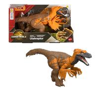 Mattel Jurassic World La Rinascita Utahraptor Ruggito Selvaggio, dinosauro giocattolo con attacco multidirezionale azionato con la coda e suoni, snodato, gioco digitale, JGC80