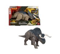 Mattel jurassic world - nasutoceratopo ruggito selvaggio jw - dinosauro snodato con suoni e attacco coda