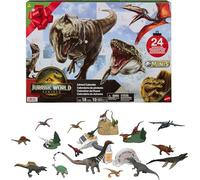 Mattel Jurassic World Rebirth Advent Calendar with 24 Days of Dinosaur-Related Toy Surprises, 18 Mini Dinos, 4 Environment Pieces