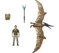 Mattel Jurassic World Rebirth Human & Dinosaur Figure Pack, Dr Henry Loomis & Pteranodon, film accurato in scala da 9,5 cm, snodabile da collezione