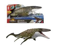 MATTEL JURASSIC WORLD LA RINASCITA - MOSASAURO MORSO LETALE, DINOSAURO SNODATO CON ENORMI FAUCI E MINI DILOFOSAURO INCLUSO