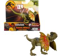 Mattel Jurassic World Strike Attack Dinosauro giocattolo con azione a colpo singolo e articolazioni mobili, action figure Dilophosaurus include gioco digitale