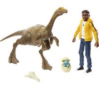 Mattel Jurassic World Toys Camp Cretaceous Darius and Gallimimus - Confezione con 2 action figure e 2 accessori, set regalo giocattolo e collezione per i fan dei dinosauri