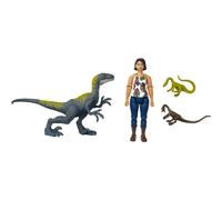 Mattel Jurassic World Toys Camp Cretaceous Sammy Velociraptor e 2 Compys Human e Dino Pack con 2 action figure e 2 giocattoli di dinosauri pi pi
