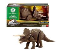 Jurassic world - triceratopo protettore dell'habitat, dinosauro lungo 43+ cm difensore del deserto, realizzato per il 60% in plastica riciclata, 4+ anni, hpp88