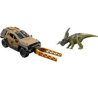 Mattel Jurassic World Truck & Einiosaurus Dinosaur Action Figure Toy Set con Flip & Roll Feature, Mission Mayhem Vehicle