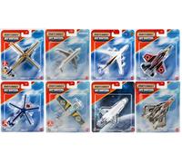 Mattel Matchbox Sky Busters - Set di 8 aerei giocattolo pressofusi Sikorsky S-70, Airbus A320neo, Boeing 747-400, F-35B Lightning II, Space Shuttle JDJ05-979J