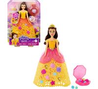 Mattel MATTEL Disney Princess Flower Fashion Belle Doll con 20 ciondoli, gonna personalizzabile e custodia
