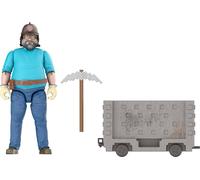 Mattel Minecraft Action Figure Set, Explosive Minecart Escape with 4-inch Steve