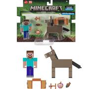 Mattel Minecraft Action Figures & Accessories 2-Pack, Steve & Donkey in 3.25-inc