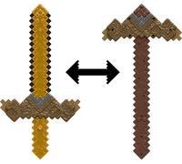 Mattel Minecraft Click & Switch, spada e piccone, giocattolo trasformabile 2 in 1 per giochi di ruolo e costumi