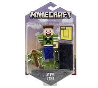 Mattel Minecraft Creeper Shirt Steve Action Figure, 3.25-in, with 1 Build-a-Portal Piece & 1 Accessory, Building Toy Inspired by Video Game, Collectible Gift for Fans & Kids Ages 6 Years & Older