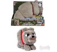 Mattel Minecraft - Dennis il Lupo, morbido animale di peluche con suoni e modalità cibo, design ispirato a Un Film Minecraft, giocattolo per bambini, 3+ anni, JDW26