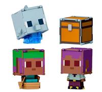 Mattel Minecraft - Flippin' Figs Delfino + Baule ed Efe + Efe in barca, set da 2 personaggi alti 9,5 cm e con teste grandi, ispirati al videogioco, giocattolo per bambini, 6+ anni, JCY31
