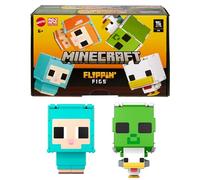 Mattel Minecraft - Flippin' Figs Pecora e Pollo, confezione da 2 personaggi 2 in 1 trasformabili, alti 10 cm e con design pixelato, ispirati all videogioco, giocattolo per bambini, 6+ anni, HXK17