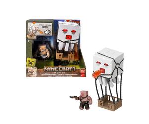 Mattel minecraft - ghast attacco esplosivo, personaggio con luci, suoni, lanciatore e proiettile, piglin guerriero incluso