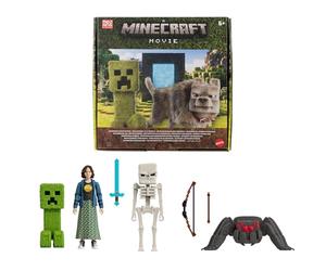 Mattel Minecraft - Incontri del Mondo Principale, set storia da collezone con 4 action figures e 3 accessori inclusi, confezione ispirata al film, giocattolo per bambini, 6+ anni, JFR70