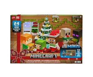 Mattel Minecraft - Mini Teste Mob Calendario dell'Avvento, con 24 sorprese, una per ogni giorno, personaggi e accessori dal design pixelato del videogioco, giocattolo per bambini, 6+ anni, HND33