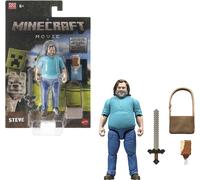 Mattel Minecraft - Personaggio Steve, action figure da collezione con acccessori