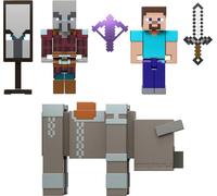 Mattel Minecraft - Raid nel Villaggio, set da collezione dal design pixelato ispirato al videogioco con Steve, un Capitano Raid, un Ravager e 3 accessori inclusi, 6+ anni, JJT18