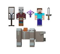 Mattel Minecraft - Raid nel Villaggio, set da collezione dal design pixelato ispirato al videogioco con Steve, un Capitano Raid, un Ravager e 3 accessori inclusi, 6+ anni, JJT18