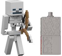 Mattel Minecraft - Skeleton Pietra Rossa, set da collezione ispirato al videogioco con action figure del personaggio Skeleton, accessorio e Pezzo da Costruzione Pietra Rossa incluso, 6+ anni, JJR93