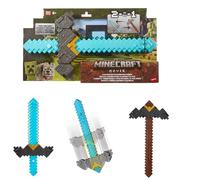 Mattel Minecraft - Spada e Piccone Clicca e Cambia, giocattolo 2 in 1 per il gioco di ruolo, attivazione con pulsanti, ispirato a Un film Minecraft, giocattolo per bambini, 6+ anni, JFR72