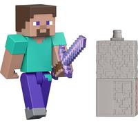 Mattel Minecraft - Steve Pietra Rossa, set da collezione ispirato al videogioco con action figure del personaggio Steve, accessorio e Pezzo da Costruzione Pietra Rossa incluso, 6+ anni, JJR85