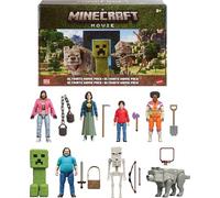 Mattel Minecraft Ultimate Movie Pack con 8 action figure e 8 accessori, tra cui Steve & Creeper da 10,2 cm, set giocattolo da collezione