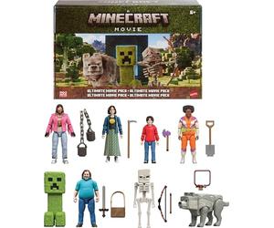 Mattel Minecraft Ultimate Movie Pack con 8 action figure e 8 accessori, tra cui Steve & Creeper da 10,2 cm, set giocattolo da collezione