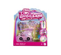 Barbie Mini BarbieLand - Set mini Auto decappottabile e bambola, playset bambola 3,8 cm e veicolo con sorpresa cambia colore in acqua calda e fredda, giocattolo per bambini, 4+ anni, HYF42