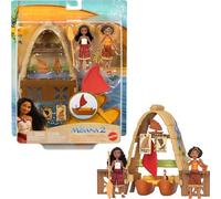 Mattel Disney Moana 2 Giocattoli, Moana & Loto's Workshop Playset con 2 bambole piccole, Figura Heihei, Barca galleggiante e 5 accessori