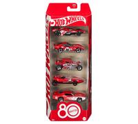Mattel Set auto modelli 5 pz scala 1:64 80° anniversario HOT WHEELS Rosso JGK08