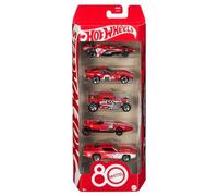 Mattel Set auto modelli 80° anniversario scala 1:64 5 pz HOT WHEELS Rosso JGK08