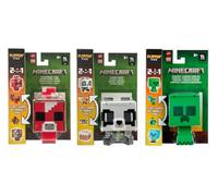Mattel Set di 3 action figure 2 in 1 di Minecraft Flippin' Figs, per bambini dai 6 anni in su: Creeper/Creeper Charged, Panda/Pastel, Mooshroom/Mucca HTL43-956B