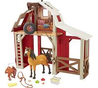 Mattel, Spirit Il Selvaggio Playset Stalla con maneggio, cavallo, fienile, 3 aree di gioco, 10 oggetti da 3 anni in su, HBP29