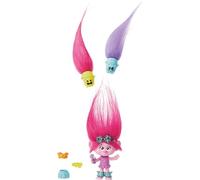 Mattel Trolls 3 - Tutti Insieme - Hair Pops Poppy, bambolina dai capelli rosa acceso con vestiti rimovibili e accessori a sorpresa, look ispirato al film, giocattolo per bambini, 3+ anni, HNF10